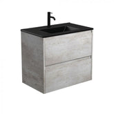 Fienza 750mm Dolce Matte Black Top Amato Double Draw Wall Hung Vanity - Industrial